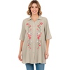 Natural Khaki Floral Embroidery