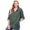 Woman Within Plus Size Utility Button Down Shirt(Pine Dot)