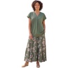 Woman Within Plus Size V-Neck Scallop Trim Longline Knit Tunic Top(Pine)