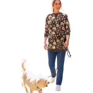 Woman Within Crewneck Fleece Sweatshirt(Chocolate Bloom Vine)