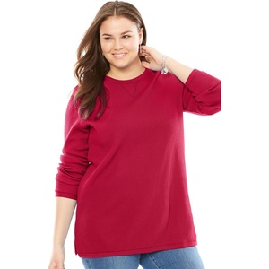 Woman Within Long-Sleeve Crewneck Soft Waffle Knit Thermal Shirt(Classic Red)