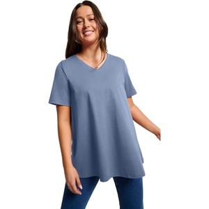 Woman Within Plus Size Built-in Bra V-Neck Short-Sleeve Tee(Pale Indigo)