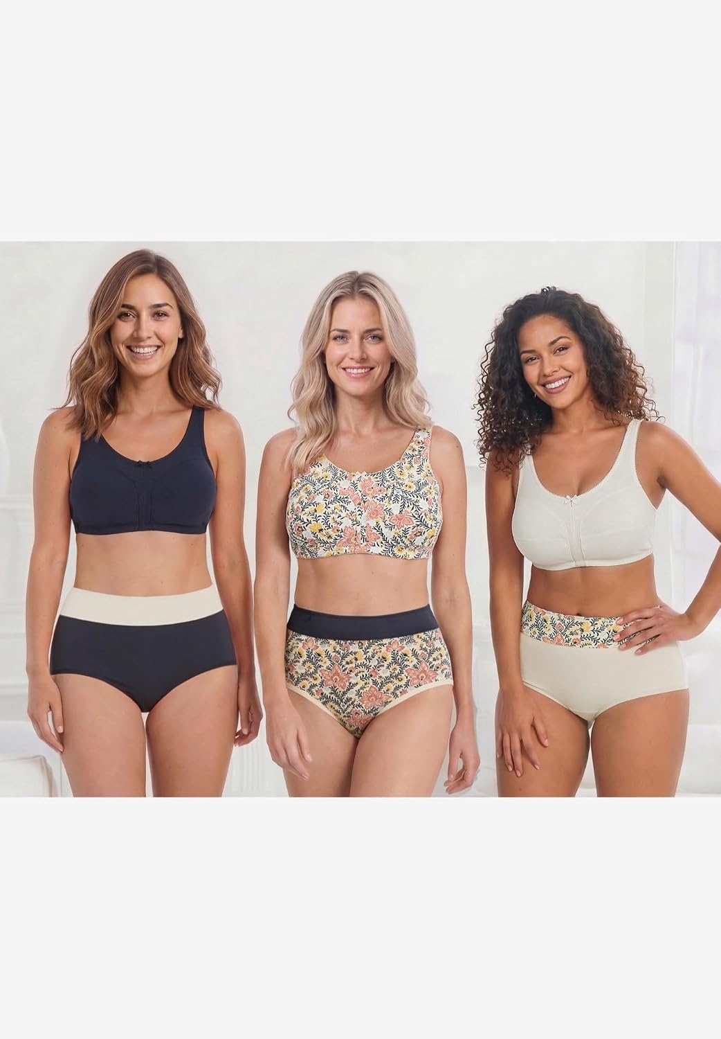 image:imageComfort Choice Womens Plus Size 3Pack Cotton Wireless BraIvory Assorted