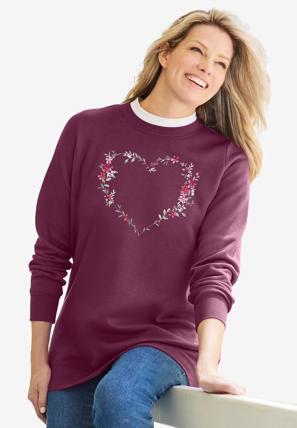 image:imageWoman Within Plus Size LayeredLook SweatshirtMocha Nude Scroll