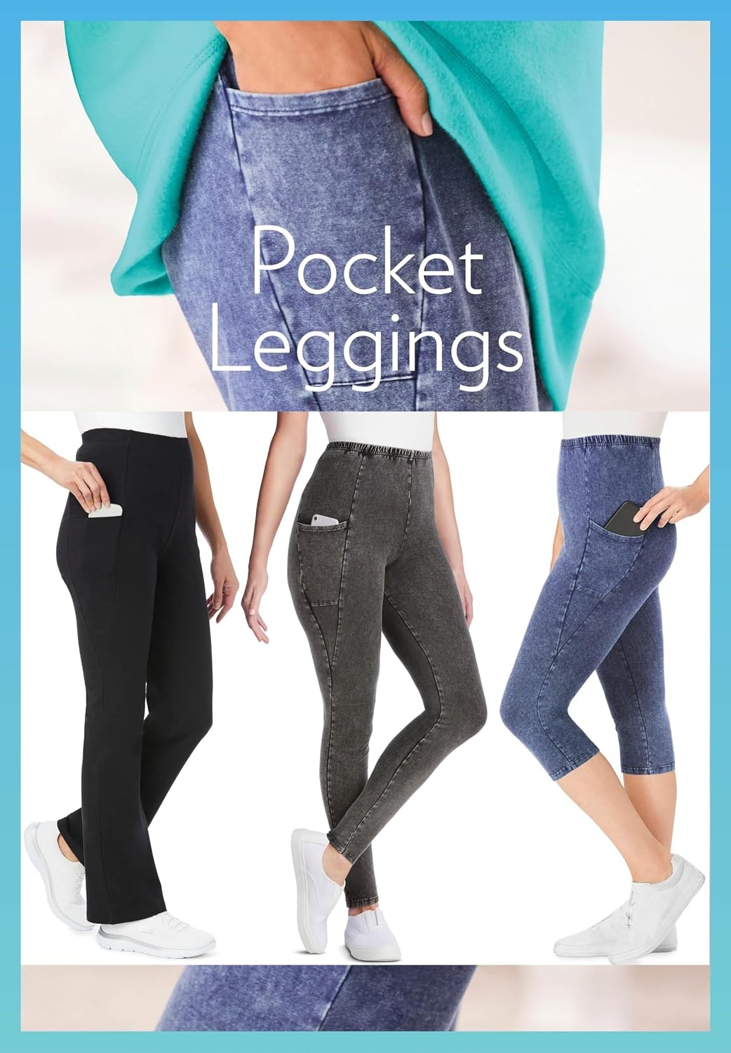 image:imageWoman Within Plus Size StretchCotton Knit PullOn Pocket Capri LeggingsPine Tie Dye