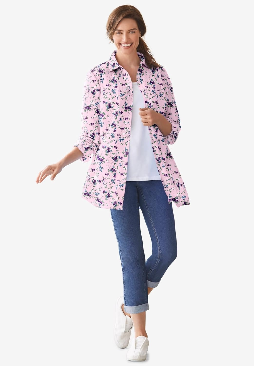 image:imageWoman Within Stretch Denim FivePocket Girlfriend JeansIndigo