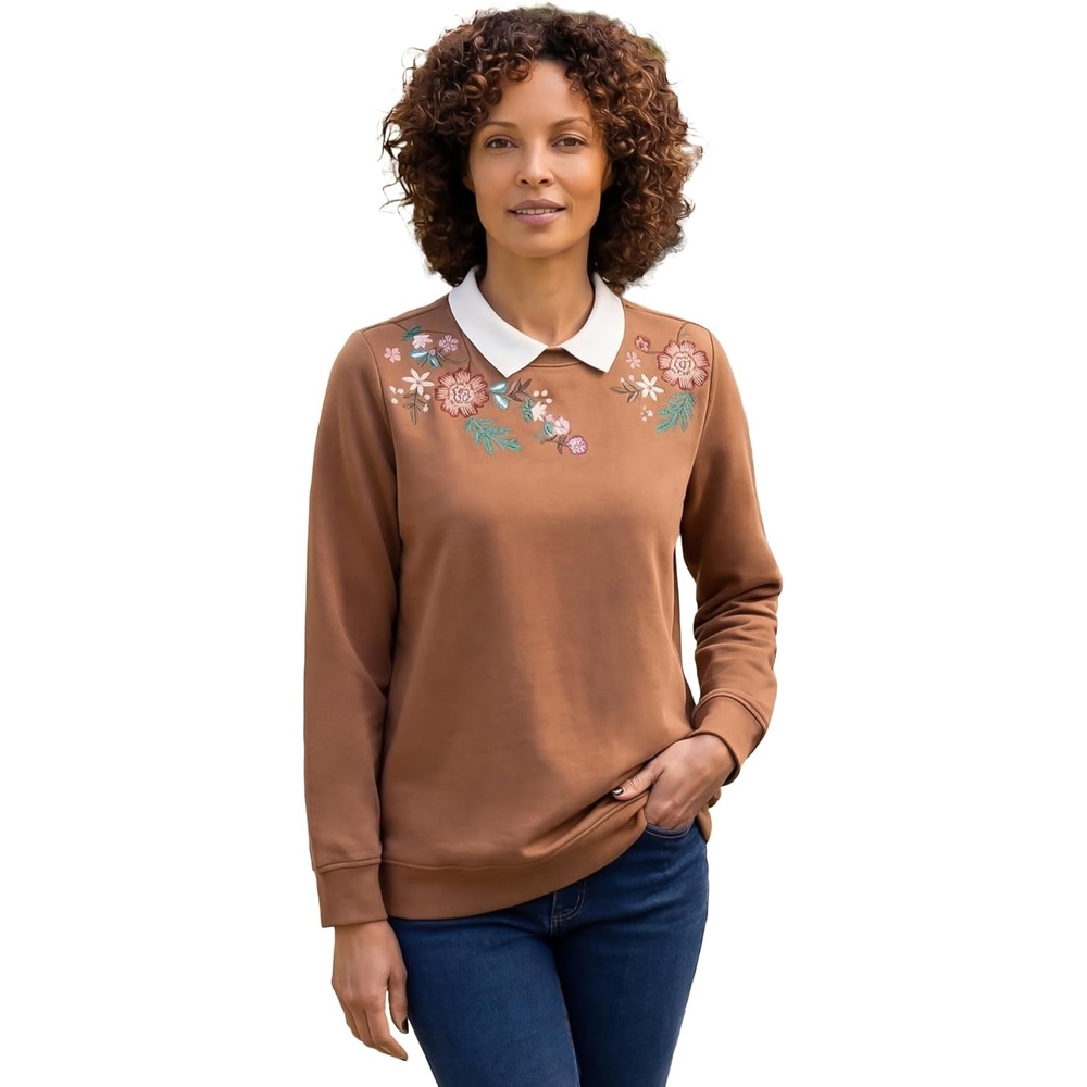 image:imageWoman Within Plus Size LayeredLook SweatshirtMocha Nude Scroll
