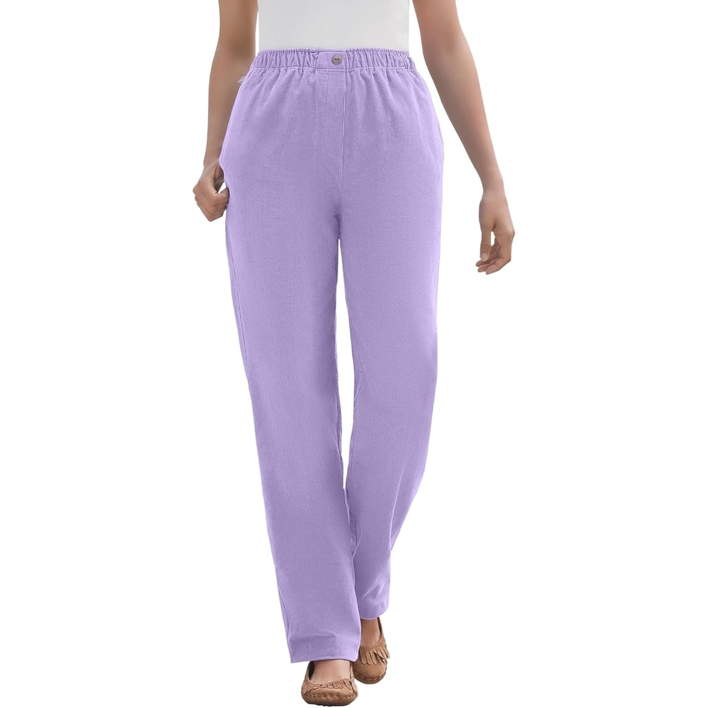 image:imageWoman Within Plus Size Petite 7Day Corduroy StraightLeg PantSoft Iris