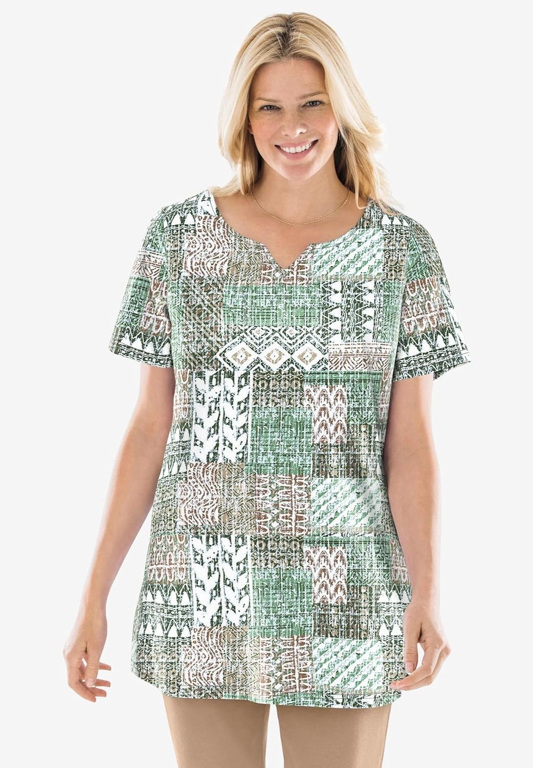 image:imageWoman Within Plus Size 7Day NotchNeck TunicNavy Abstract