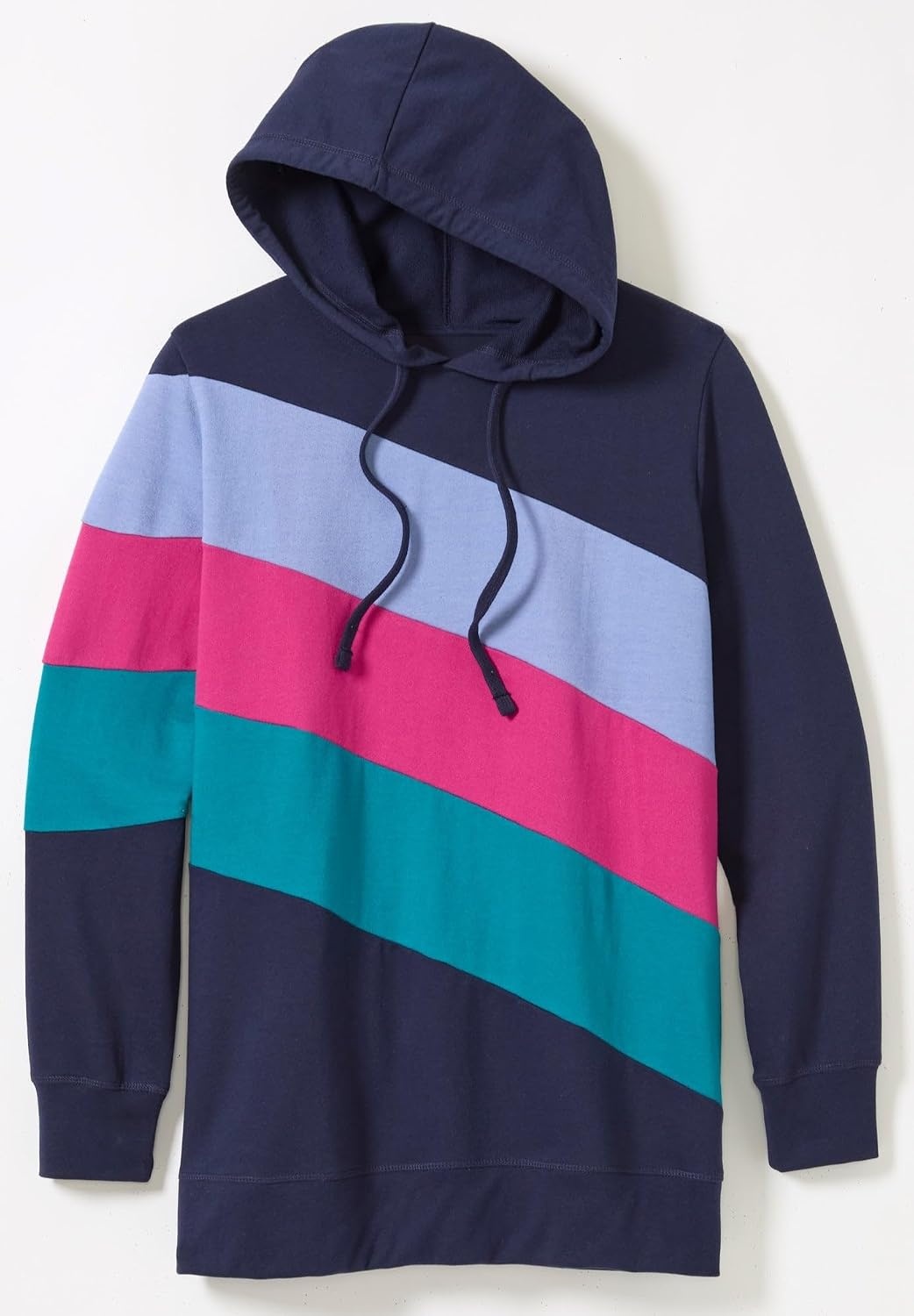image:imageWoman Within Plus Size Color Block Hoodie SweatshirtNavy Multi Stripe