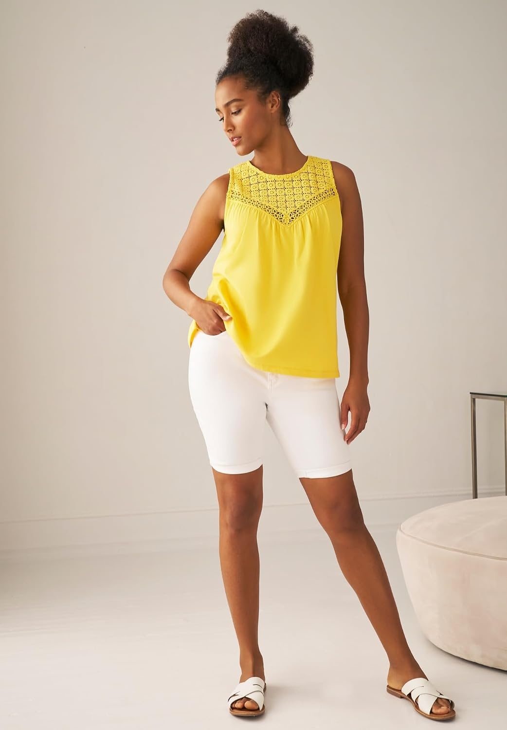 image:imageellos Plus Size 100 Cotton Crochet Scoop Neck ALine TankSundance