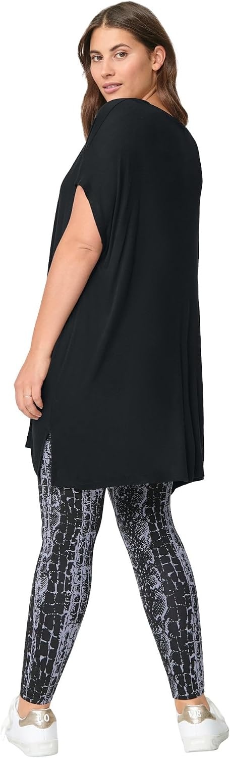 image:imageellos Plus Size Stretch Jersey Knit VNeck Oversized TunicBlack