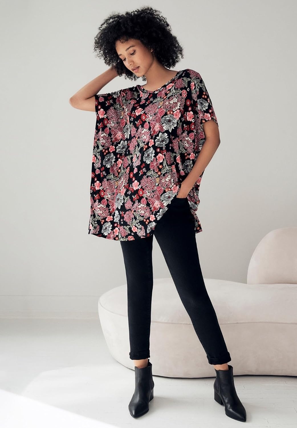 image:imageellos Plus Size Stretch Jersey Knit VNeck Oversized TunicMidnight Berry
