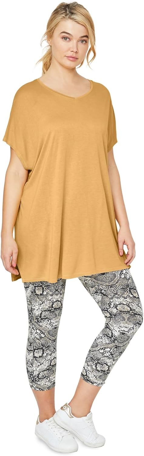 image:imageellos Plus Size Stretch Jersey Knit VNeck Oversized TunicNavy Abstract Dot