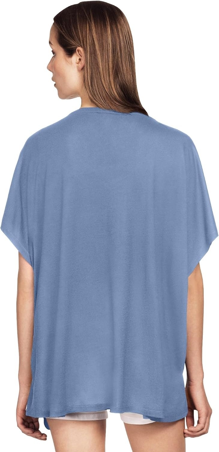 image:imageellos Plus Size Stretch Jersey Knit VNeck Oversized TunicPale Indigo