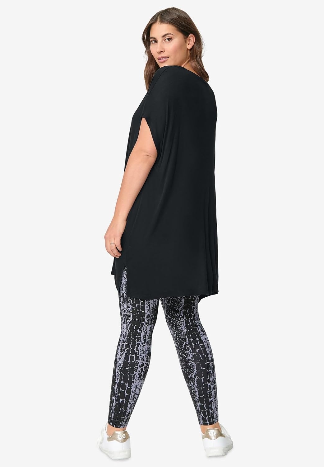 image:imageellos Plus Size Stretch Jersey Knit VNeck Oversized TunicPale Indigo