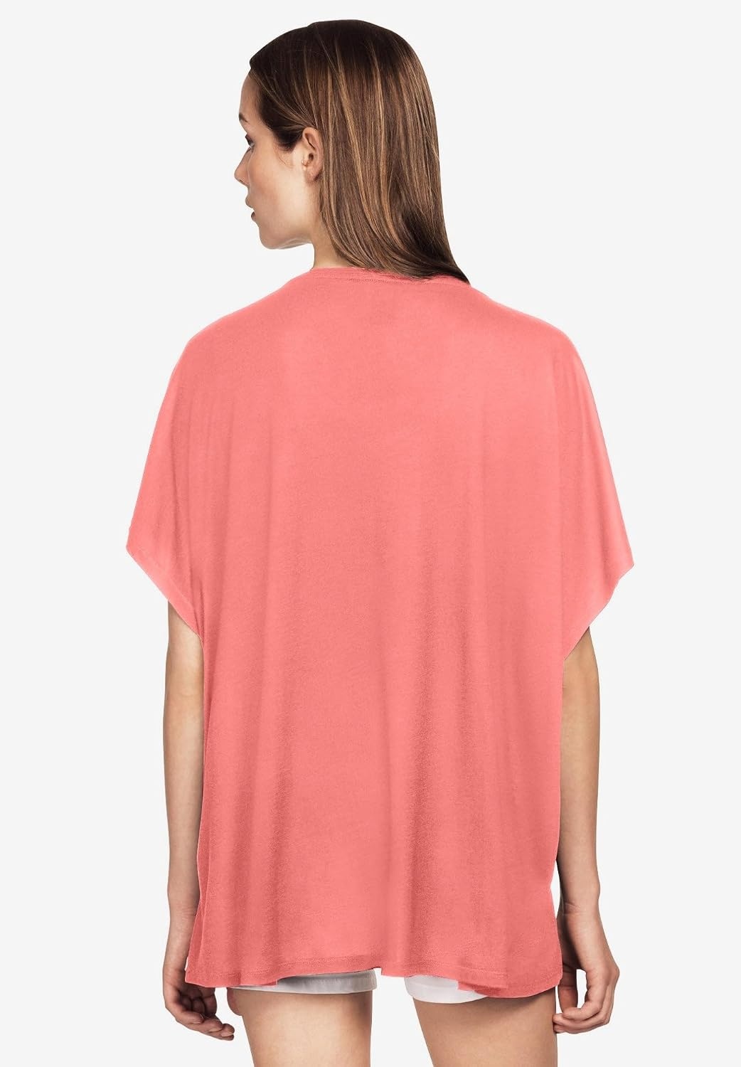 image:imageellos Plus Size Stretch Jersey Knit VNeck Oversized TunicSweet Coral