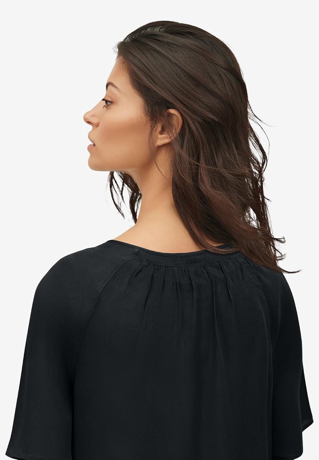image:imageellos Plus Size VNeck Crinkle TieFront ElbowSleeve BlouseBlack