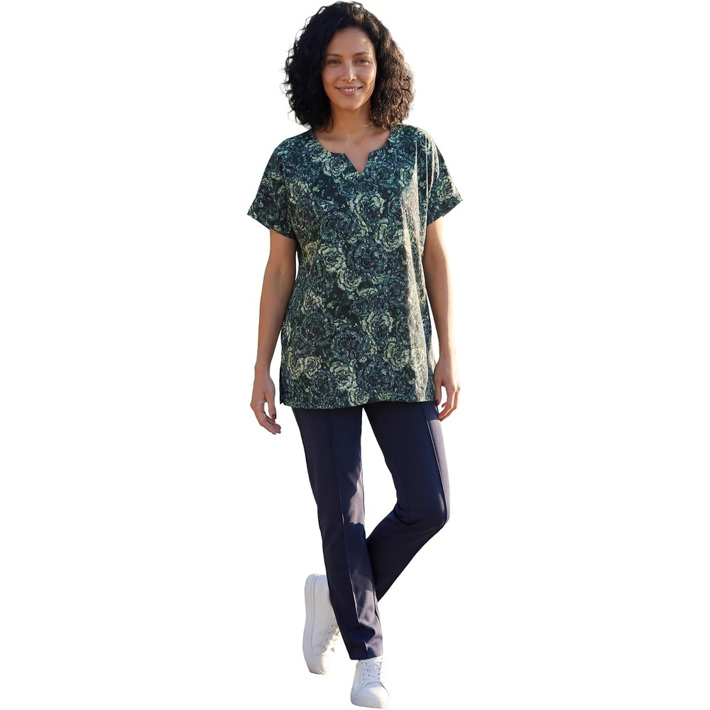 image:imageWoman Within Plus Size 7Day NotchNeck TunicNavy Abstract