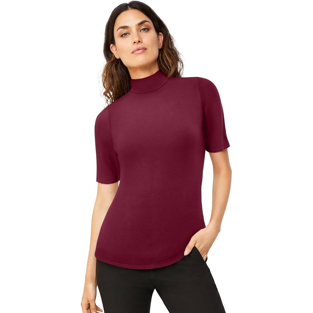 image:imageellos Plus Size Mock Neck TeeMerlot