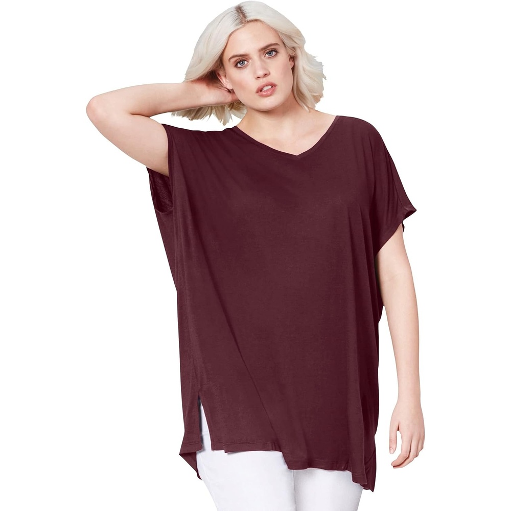 image:imageellos Plus Size Stretch Jersey Knit VNeck Oversized TunicMidnight Berry
