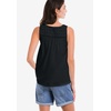 ellos Plus Size 100% Cotton Crochet Scoop Neck A-Line Tank(Black)