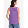 ellos Plus Size 100% Cotton Crochet Scoop Neck A-Line Tank(Deep Amethyst)