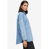ellos Plus Size 100% Cotton Denim Oversized Button-Front Collared Shirt(Dark Grey Wash)