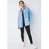 ellos Plus Size 100% Cotton Denim Oversized Button-Front Collared Shirt(Light Stonewash)
