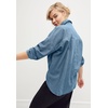 ellos Plus Size 100% Cotton Denim Oversized Button-Front Collared Shirt(Stonewash)