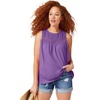 ellos Plus Size 100% Cotton Crochet Scoop Neck A-Line Tank(Deep Amethyst)