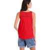 ellos Plus Size 100% Cotton Crochet Scoop Neck A-Line Tank(Hot Red)