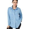 ellos Plus Size 100% Cotton Denim Oversized Button-Front Collared Shirt(Light Stonewash)